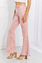 Load image into Gallery viewer, Color Theory Flip Side Fray Hem Bell Bottom Jeans in Pink