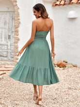 Load image into Gallery viewer, Frill Trim Strapless Midi Dress