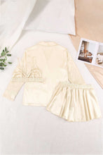 Load image into Gallery viewer, Button-Up Shirt, Bralette, and Tied Shorts Loungewear Set