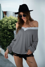 Load image into Gallery viewer, Off-Shoulder Waffle-Knit Dropped Shoulder Blouse