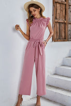 Load image into Gallery viewer, Butterfly Sleeve Tie Waist Jumpsuit