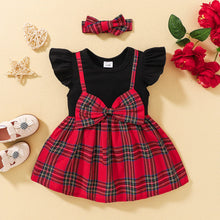 Load image into Gallery viewer, Plaid Bow Detail Round Neck Dress