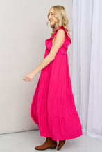 Load image into Gallery viewer, Zenana Flutter Sleeve Tiered Dress in Hot Pink