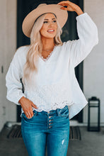 Load image into Gallery viewer, Spliced Lace High-Low Blouse