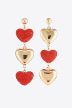 Load image into Gallery viewer, Heart Rhinestone Drop Earrings