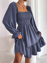 Load image into Gallery viewer, Smocked Square Neck Flounce Sleeve Dress