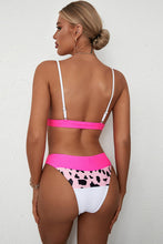 Load image into Gallery viewer, Leopard V-Neck Two-Piece Bikini Set