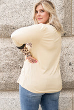 Load image into Gallery viewer, Plus Size Leopard Contrast Long Sleeve Top