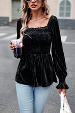 Load image into Gallery viewer, Smocked Square Neck Long Sleeve Blouse