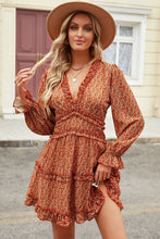 Load image into Gallery viewer, Ditsy Floral Frill Trim Flounce Sleeve Plunge Dress