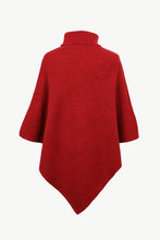 Load image into Gallery viewer, Handkerchief Hem Turtleneck Poncho Sweater