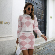 Load image into Gallery viewer, Argyle Cropped Sweater and Mini Skirt Set