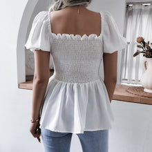 Load image into Gallery viewer, Smocked Puff Sleeve Peplum Top
