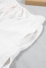 Load image into Gallery viewer, Textured Notched Neck Top and Slit Shorts Lounge Set