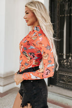 Load image into Gallery viewer, Printed Mock Neck Long Sleeve Bodysuit