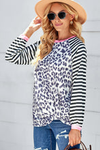 Load image into Gallery viewer, Leopard Striped Baseball Sleeve Top