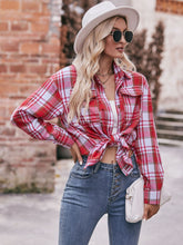 Load image into Gallery viewer, Plaid Dropped Shoulder Longline Shirt