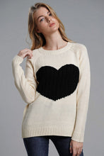 Load image into Gallery viewer, Heart Graphic Raglan Sleeve Pullover Sweater