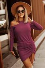 Load image into Gallery viewer, Drawstring Cutout Long Sleeve Mini Dress