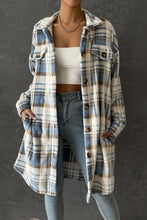 Load image into Gallery viewer, Plaid Button-Up Brushed Longline Collared Coat