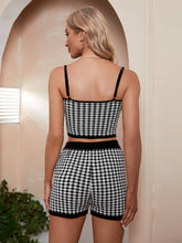 Load image into Gallery viewer, Houndstooth Cropped Knit Cami and Shorts Set