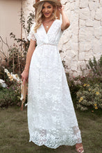 Load image into Gallery viewer, Embroidered Short Sleeve Surplice Neck Maxi Dress