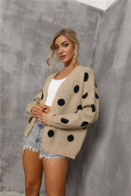 Load image into Gallery viewer, Polka Dot Open Front Dropped Shoulder Cardigan