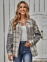 Load image into Gallery viewer, Plaid Button Down Curved Hem Shacket