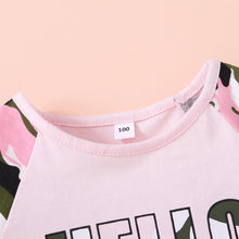 Load image into Gallery viewer, HELLO GIRL Graphic Tee and Camouflage Shorts Set
