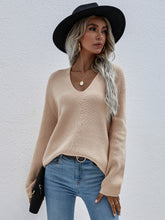 Load image into Gallery viewer, Deep V Rib-Knit Sweater