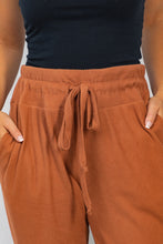 Load image into Gallery viewer, White Birch Full Size Drawstring Waist Rib-Knit Joggers with Pockets in Rust