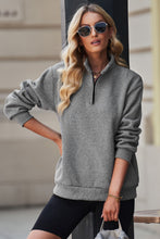 Load image into Gallery viewer, Quarter Zip Dropped Shoulder Sweatshirt