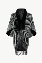 Load image into Gallery viewer, Striped Faux Fur Trim Open Front Cardigan