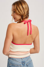 Load image into Gallery viewer, Striped Rib-Knit Halter Neck Top