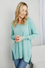 Load image into Gallery viewer, Zenana Sweater Weather Full Size Center Seam Tunic Sweater in Dusty Green