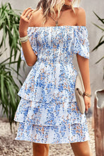 Load image into Gallery viewer, Smocked Square Neck Balloon Sleeve Mini Dress