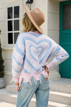 Load image into Gallery viewer, Heart Pattern Distressed Sweater
