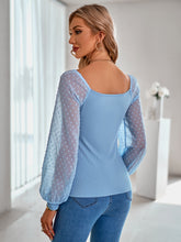 Load image into Gallery viewer, Swiss Dot Raglan Sleeve Tied Top
