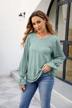 Load image into Gallery viewer, Round Neck Flounce Sleeve Blouse