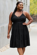 Load image into Gallery viewer, White Birch Full Size Metallic Crochet Lace Detail Midi Dress