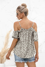 Load image into Gallery viewer, Printed Cold-Shoulder Frill Trim Blouse