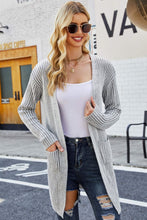 Load image into Gallery viewer, Open Front Dropped Shoulder Pocket Longline Cardigan