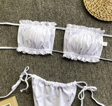Load image into Gallery viewer, Frill Trim Ruched Bikini Set