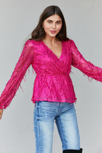 Load image into Gallery viewer, Andree by Unit Full Size Sequined Fringe Peplum Top