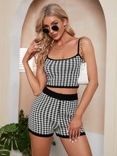 Load image into Gallery viewer, Houndstooth Cropped Knit Cami and Shorts Set