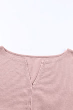 Load image into Gallery viewer, Waffle-Knit Dropped Shoulder Notched Top