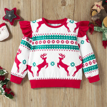 Load image into Gallery viewer, Kids Christmas Ruffle Shoulder Sweatshirt