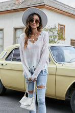 Load image into Gallery viewer, Plaid Frayed Trim V-Neck Sweater