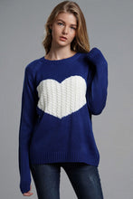 Load image into Gallery viewer, Heart Graphic Raglan Sleeve Pullover Sweater