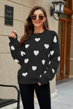 Load image into Gallery viewer, Heart Pattern Lantern Sleeve Sweater